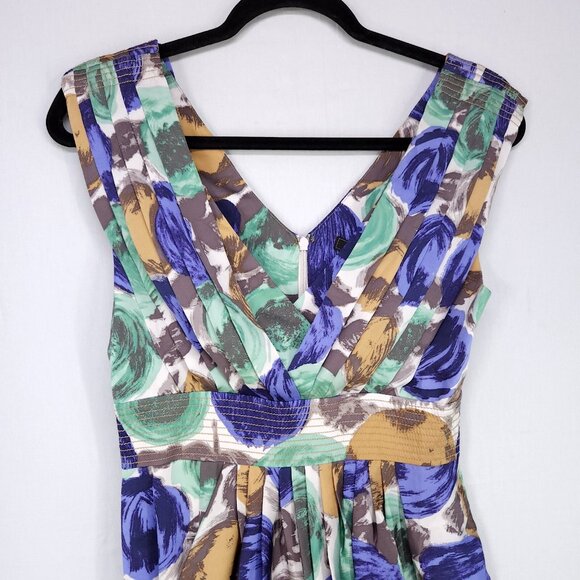 BCBG Maxazria 100% Silk Dress Size2 Short Drape Pleated Floral Elegant - Picture 3 of 13